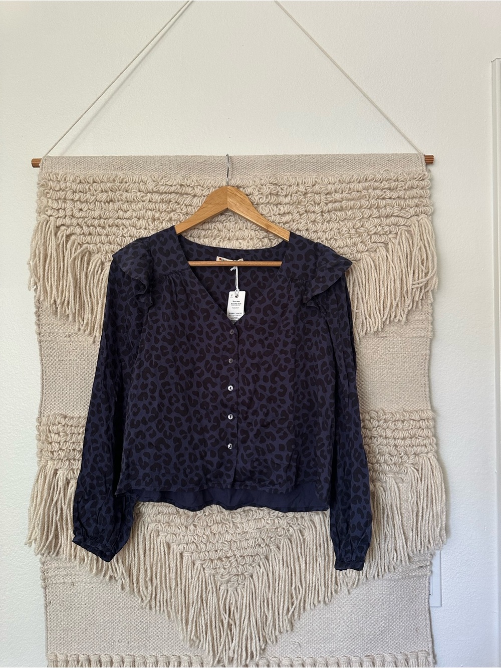 Marine Layer Rory Long Sleeve Ruffle Blouse NWT